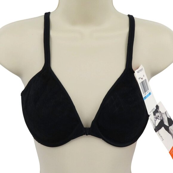 VTG Warners 34C Frankly Fabulous 02548 Black Front Closure Underwire Bra NEW - Picture 1 of 13